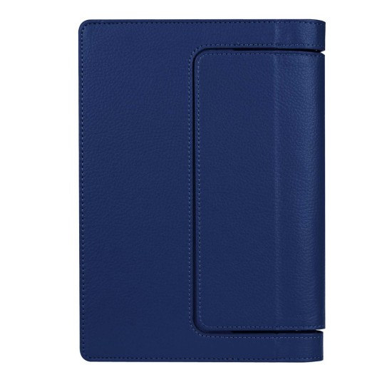 Litchi Texture PU Leather Tablet Case for Lenovo Yoga Tab 3 8.0 YT3-850F / YT3-850L - Dark Blue - sāniski atverams maciņš ar stendu (ādas maks, grāmatiņa, leather book wallet case cover stand)