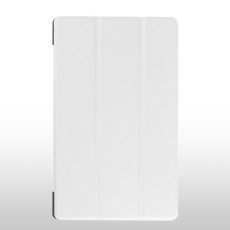 Tri-fold Stand PU Smart Auto Wake/Sleep Leather Case priekš Lenovo Tab 2 A8-50 / Tab 3 A8-50 / TB3-850M - White - sāniski atverams maciņš ar stendu