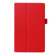 Litchi Grain Protective Leather Case for Lenovo Tab 2 A8-50 / Tab 3 A8-50 / TB3-850M - Red - sāniski atverams maciņš ar stendu (ādas maks, grāmatiņa, leather book wallet case cover stand)