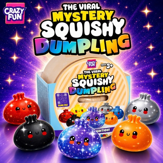 Crazy Fun [ORIGINAL] RMS Mystery Squishy Dumpling - Galaxy Edition! R05-3382 - Mirdzoša antistresa skvīša rotaļlieta kapsulā / varavīksnes pārsteigums