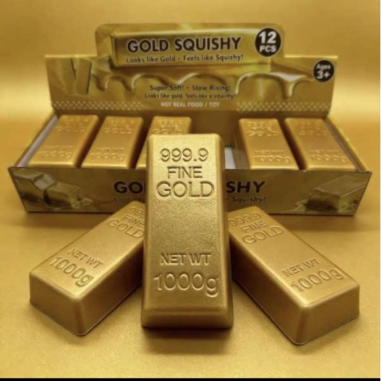 Gold Bar Squishy – Slow-Rising Stress Relief Toy - Antistresa skvīša rotaļlieta
