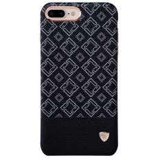 NILLKIN Oger Lattice Leather Coated Hard Case priekš Apple iPhone 7 Plus / 8 Plus - Melns - ādas aizmugures apvalks (bampers, vāciņš, leather cover, bumper)