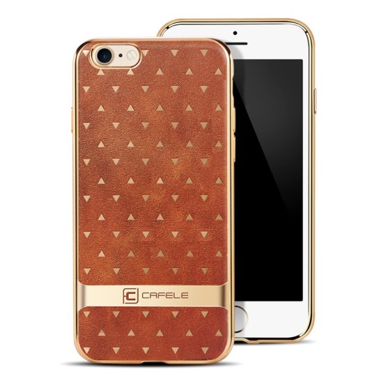 CAFELE Triangle Pattern Leather TPU Plated Phone Case priekš Apple iPhone 7 / 8 / SE2 (2020) / SE3 (2022) - Brūns - silikona aizmugures apvalks / bampers-vāciņš