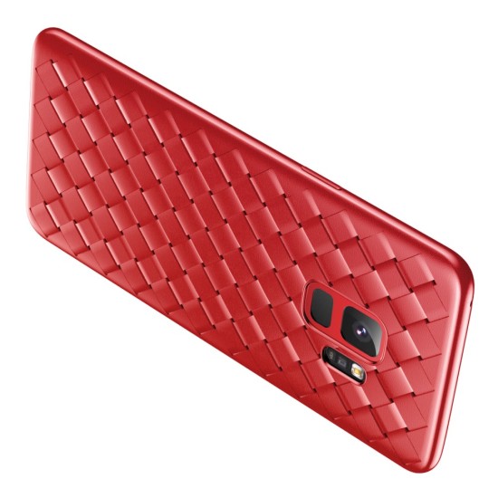 BASEUS BV Woven Texture Soft TPU Mobile Casing priekš Samsung Galaxy S9 G960 - Sarkans - silikona aizmugures apvalks (bampers, vāciņš, slim TPU silicone case shell cover, bumper)