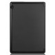 Tri-fold Stand PU Smart Auto Wake/Sleep Leather Case priekš Huawei MediaPad T5 10.1 - Melns - sāniski atverams maciņš ar stendu