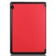 Tri-fold Stand PU Smart Auto Wake/Sleep Leather Case priekš Huawei MediaPad T5 10.1 - Sarkans - sāniski atverams maciņš ar stendu