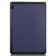 Tri-fold Stand PU Smart Auto Wake/Sleep Leather Case priekš Huawei MediaPad T5 10.1 - Tumši Zils - sāniski atverams maciņš ar stendu