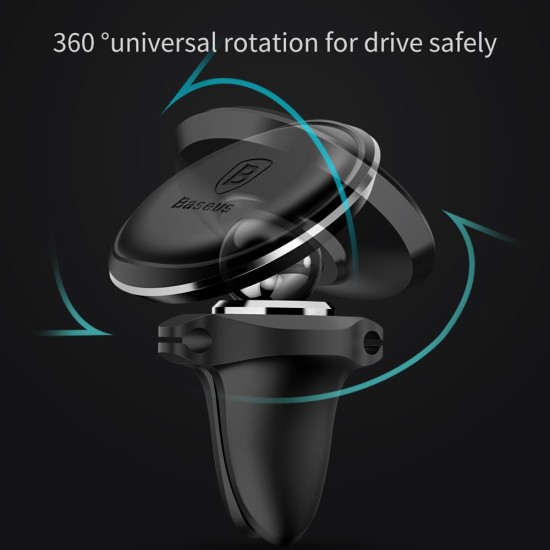 Baseus Magnetic Air Vent Car Mount Holder with Cable Clip 360 Degree Rotation - Sarkans - Universāls stiprinājums turētājs auto ventilācijas režģa