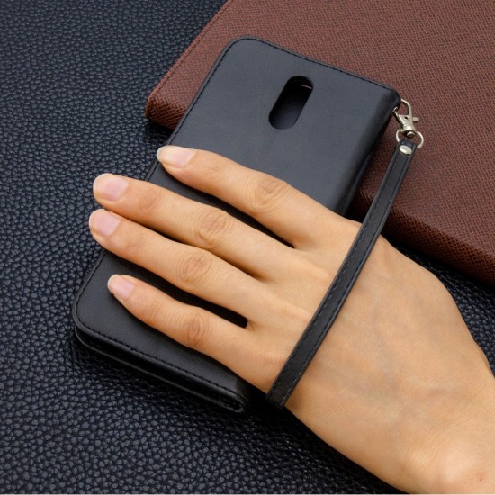 PU Leather Book Case with Wallet Stand priekš Nokia 2.3 - Melns - sāniski atverams mākslīgas ādas maciņš ar stendu