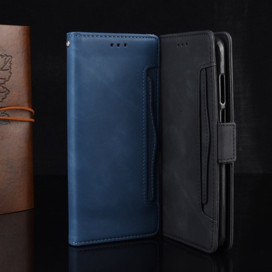 Leather Protector Book Case with Multiple Card Slots priekš Nokia 1.3 - Melns - sāniski atverams maciņš ar stendu un vairākām kabatiņām