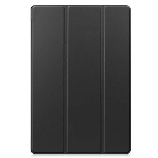 Tri-fold Stand PU Smart Auto Wake/Sleep Leather Case priekš Samsung Galaxy Tab S7 FE T733 / T736 - Melns - sāniski atverams maciņš ar stendu