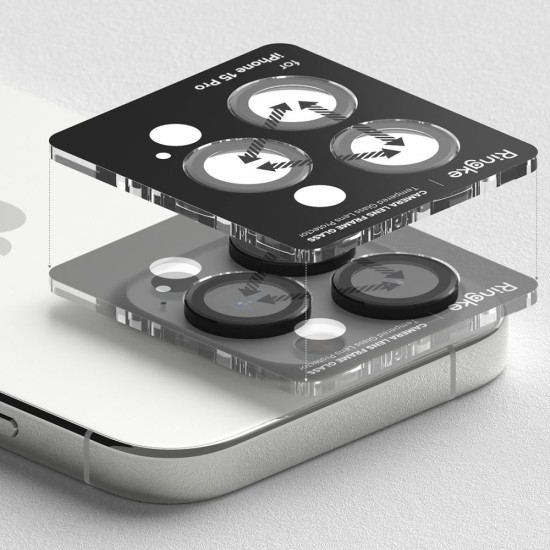 Ringke Camera Lens Tempered Glass protector priekš Apple iPhone 15 Pro - Melns - Aizmugurējās kameras aizsargstikls