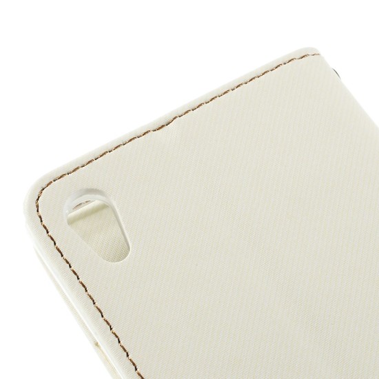 RoarKorea Simply Life Diary Sony Xperia Z3 Plus E6553 / Z4 - Balts - sāniski atverams maciņš ar stendu (ādas maks, grāmatiņa, leather book wallet case cover stand)