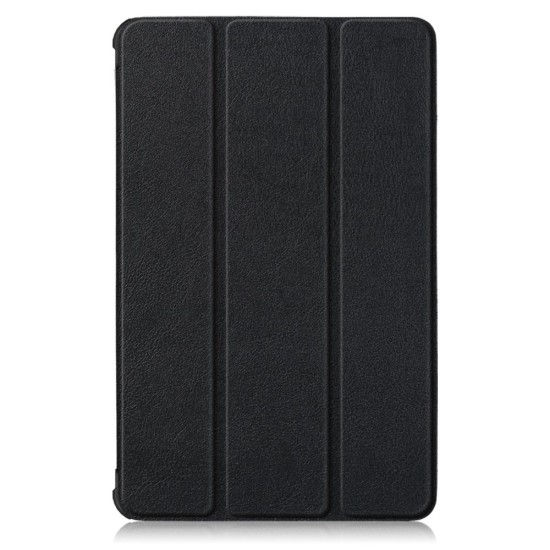 Tri-fold Stand PU Smart Auto Wake/Sleep Leather Case priekš Lenovo IdeaTab 11 TB-336 - Melns - sāniski atverams maciņš ar stendu