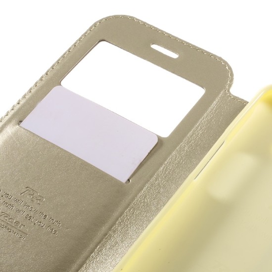 RoarKorea Noble View Samsung Galaxy J1 Ace J110 - Zelts - sāniski atverams maciņš ar stendu un lodziņu (ādas maks, grāmatiņa, leather book wallet case cover stand)
